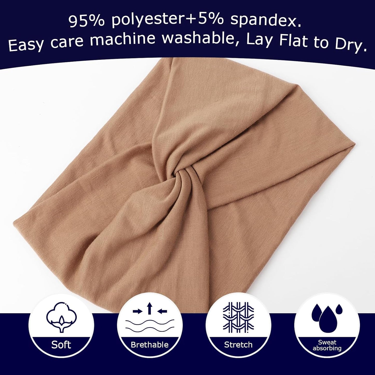 DRESHOW 4 Pack Turban Headbands for Women Wide Vintage Head Wraps Knotted Cute Hair Band Accessories