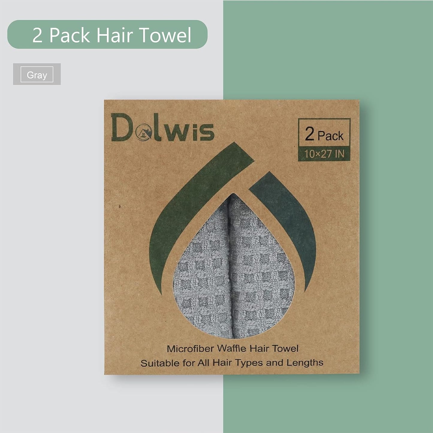 Microfiber Hair Drying Towel - 2Packs Waffle Long Hair Head Turban Wraps Terry Cloth Fast Absorbent Dry Anti Frizz Twist Plopping Curly Shower Turban for Women Wet Hair (Gray)