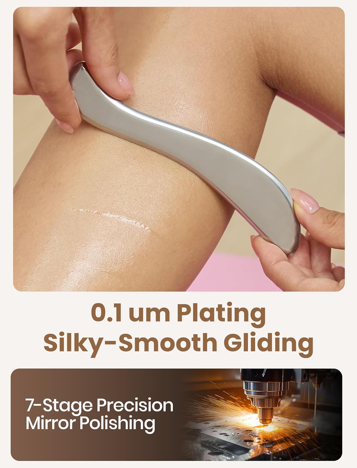 lifechill Stainless Steel Gua Sha Body Tool, Metal Muscle Scraper Tool for Physical Therapy, Fascia Massage Tools for Pain Relief Deep Tissue, IASTM for Self Care Routine