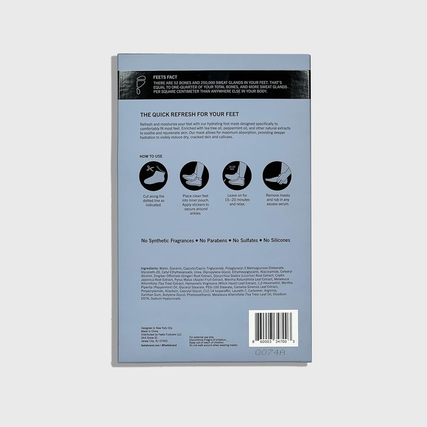 FEETS Hydrating Foot Mask with Tea Tree and Peppermint (3-Pack) | Perfect for Men and Women | Deeply Moisturizes Full Foot and Heel | Ultra Hydrating | Soften Calluses, Nourish Heels, and Cool Feel