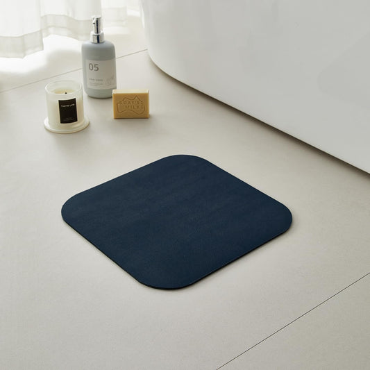 Small Bathroom Mat Quick Dry, Bathroom Rugs Non Slip Washable Thin Absorbent Bath Mat Fits Under Door 12"x12"/1'x1' Navy Blue