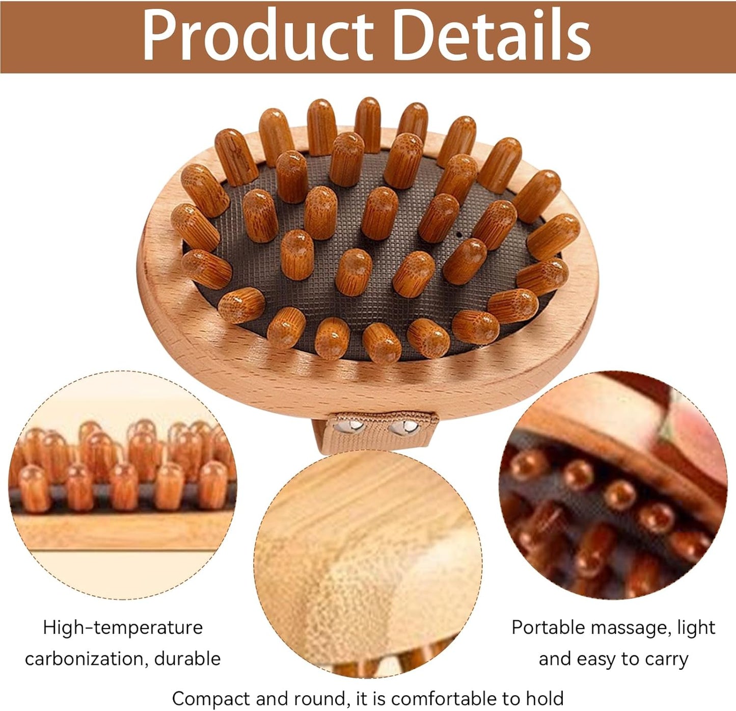 2pcs,Wooden Massage Brush for Body and Scalp - Natural Wood Cellulite Massager & Gua Sha Comb for Lymphatic Drainage, Muscle Pain Relief, Body Shaping