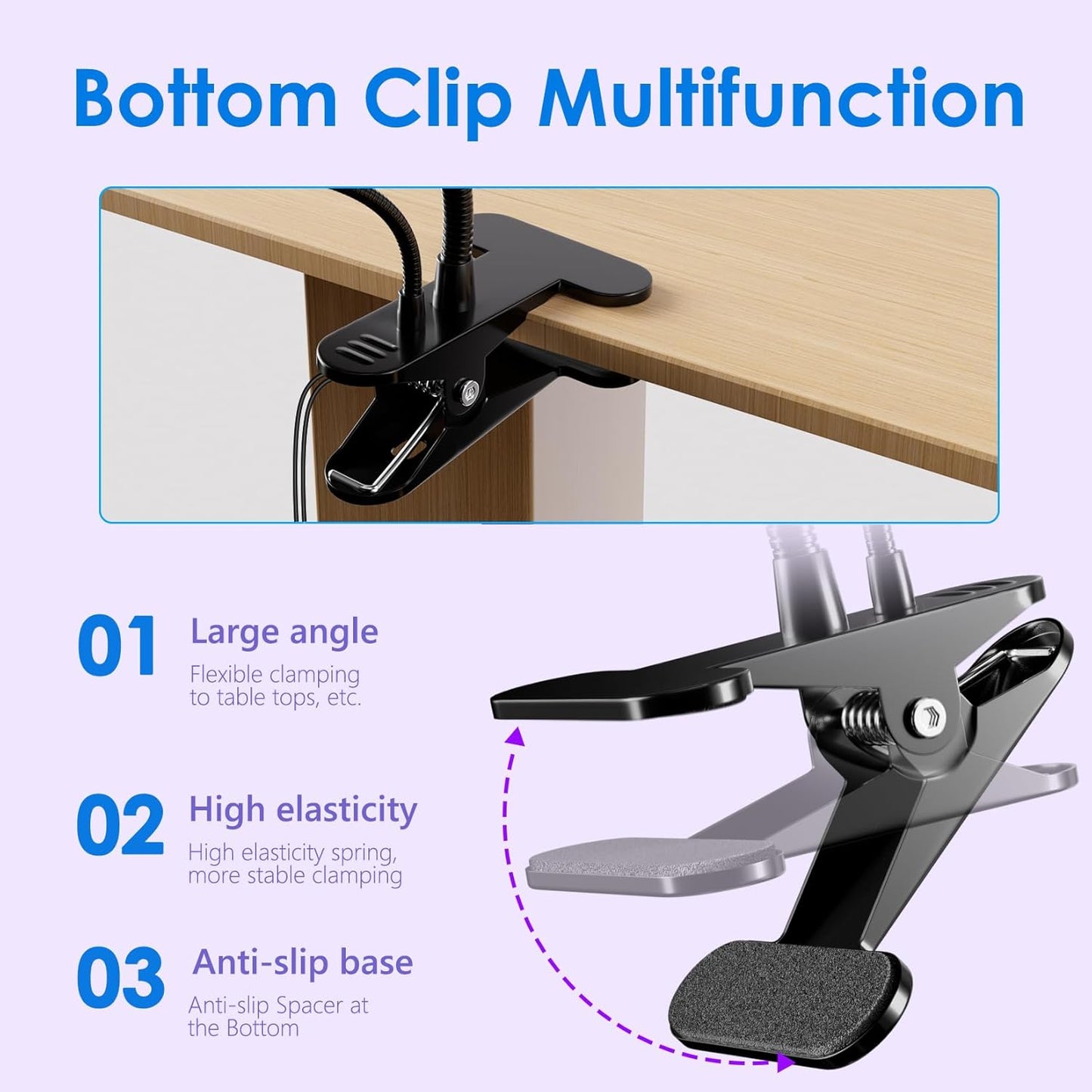 AORAEM LED Nail Lamp Double-Headed U V LED Light Quicky-Dry Nail Manicure Dryer Curing Light with Portable Gooseneck and Clamp Flash Cure U V Light for Gel Nails Professional Home DIY Salon Black