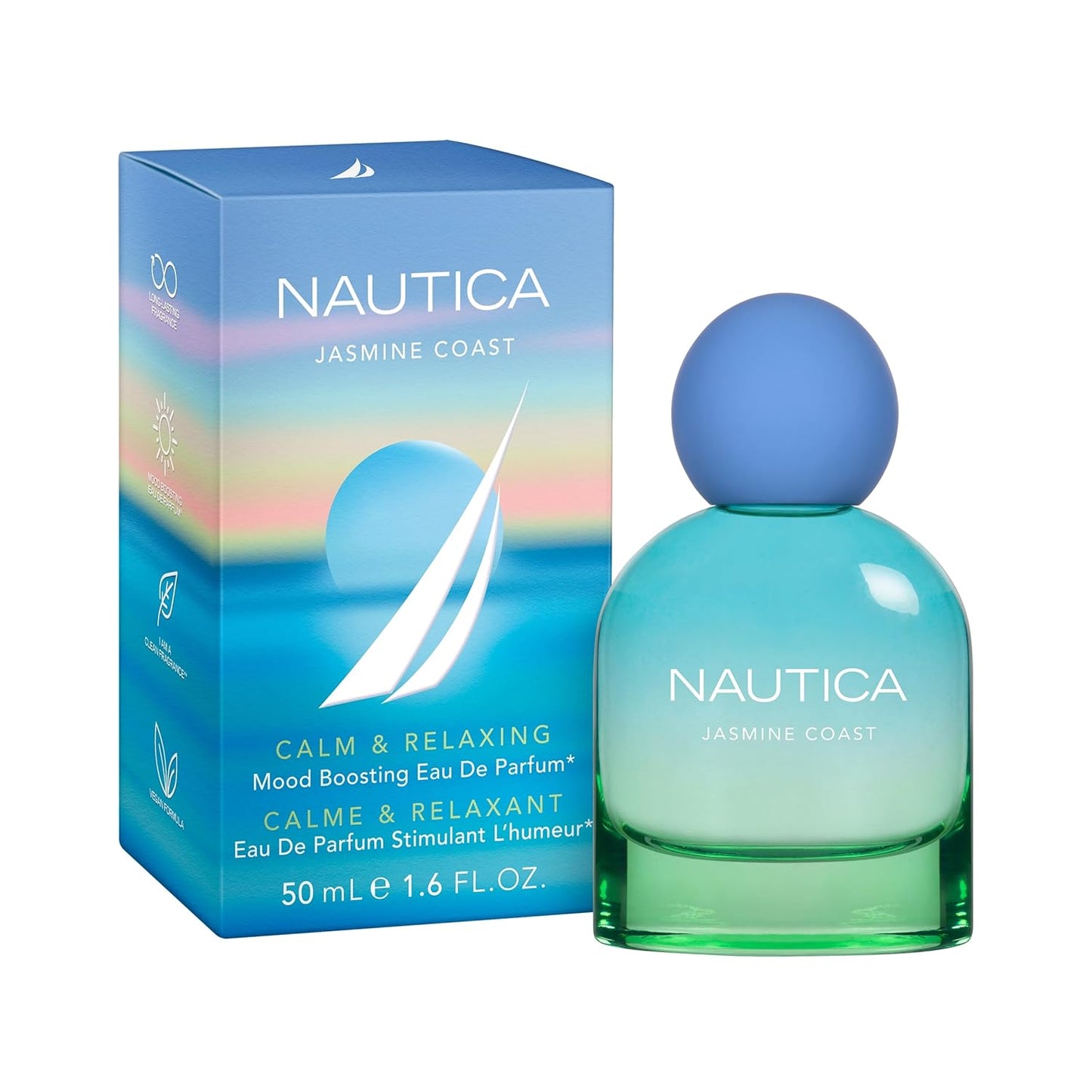 Nautica for Her Jasmine Coast Eau De Parfum 1.6 Fl Oz (Pack of 1), Notes of Pear, Jasmine, and Musk, Women's Fragrance, Long Lasting, Mood-Boosting Fragrance, Vegan Formula, Travel Size