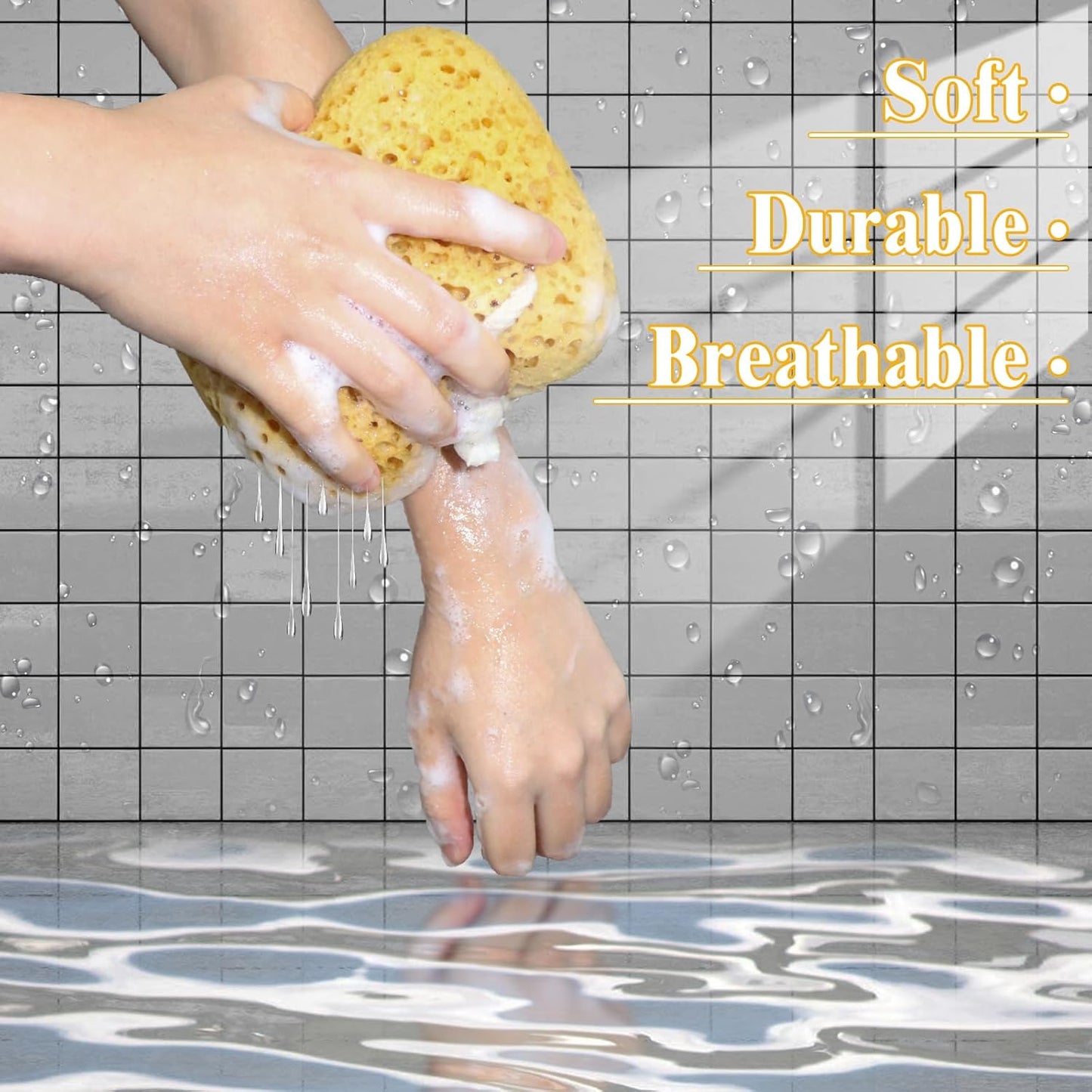 3Pcs Bath Sponges,Larger Shower Sponges for Women Men, Exfoliating Body Sponge Dense Foam for Gentle & Deep Cleansing, Ultra-Soft for Sensitive Dry Skin