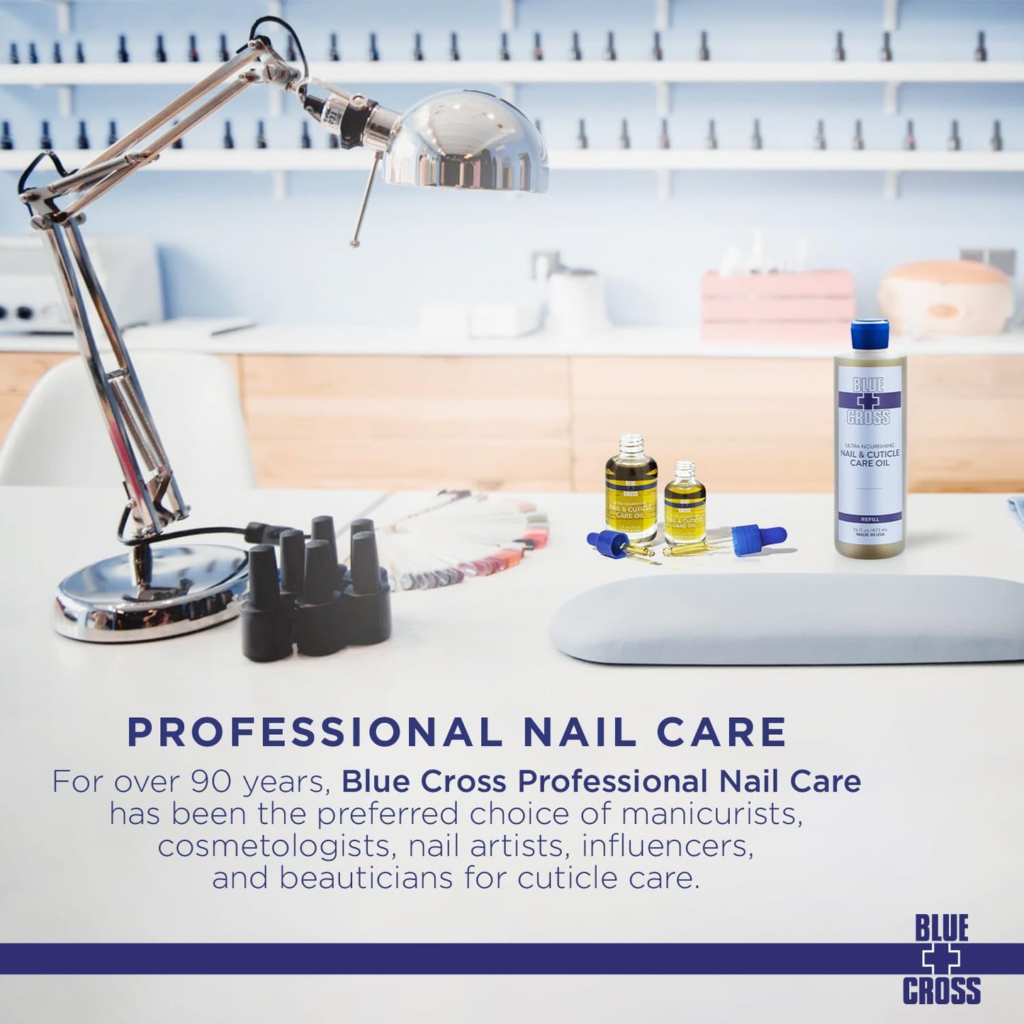 Blue Cross Professional Nail Care, All Natural Mineral Oil Free, Ultra-Nourishing, Hydrating, Moisturizing Nail & Cuticle Oil, Lemongrass + Lavender Scented Essential Oils, Made in USA, 0.5 fl oz/15mL