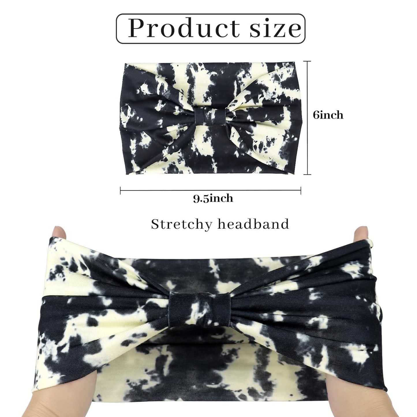 Wide Headbands for Women Knotted No Slip Head Bands Soft Turban Headband Hair Accessories Boho African Solid Color Head Wraps for Women Yoga Workout Pack of 6