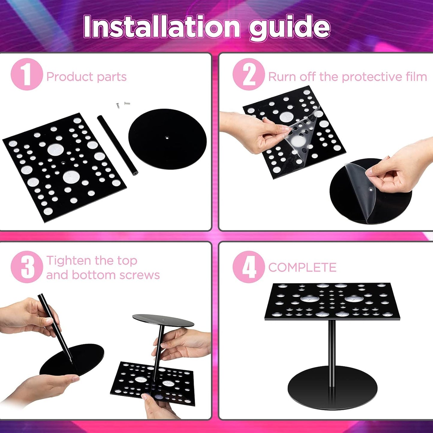 Jetec Acrylic & Silicone Drying Rack for 54 Makeup Brushes, Collapsible, Portable
