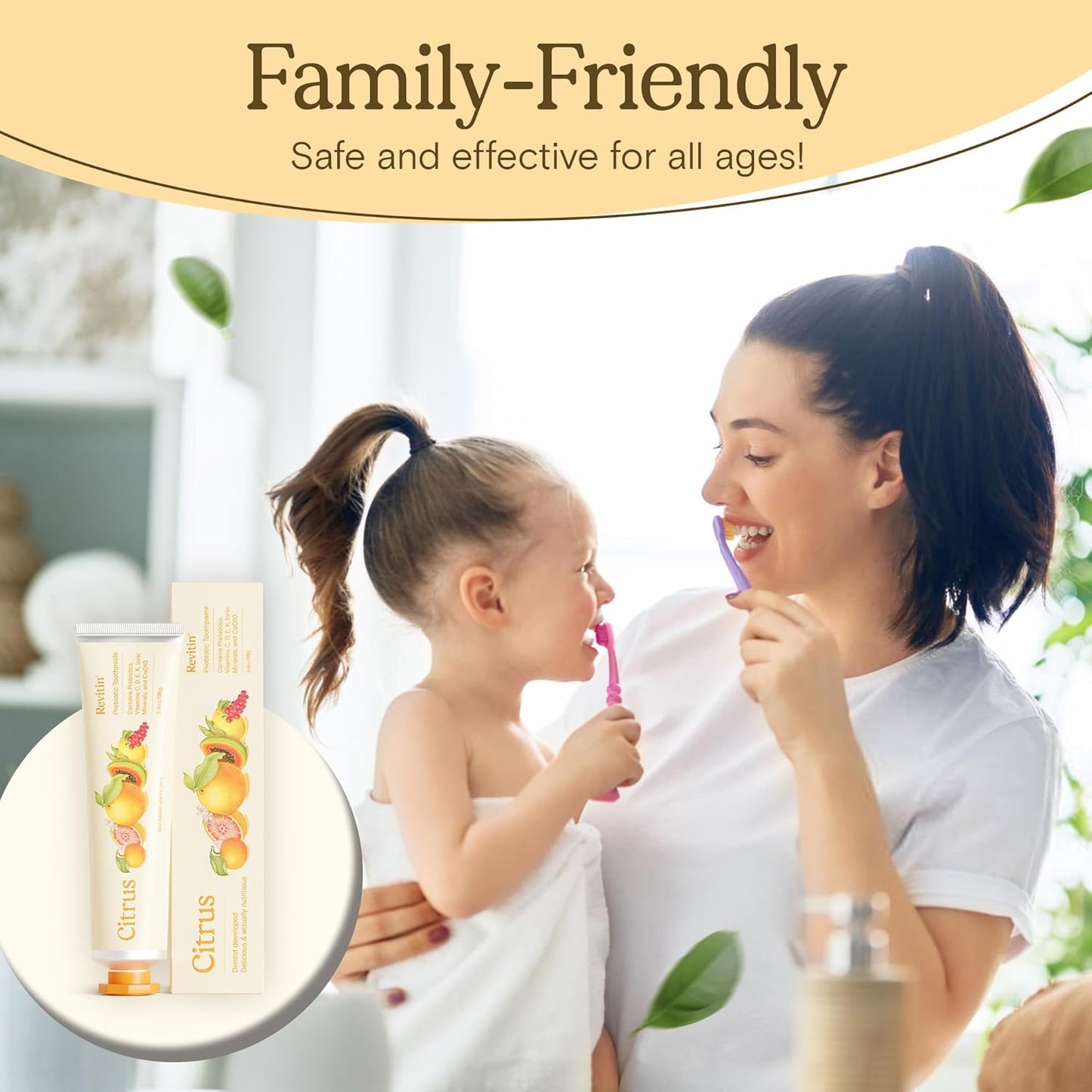 Revitin Toothpaste | Fluoride-Free Prebiotic Citrus Tooth Gel | No SLS, Gluten Free, Dye Free, GMO Free, No Sweeteners | Non-Toxic, Kid Approved