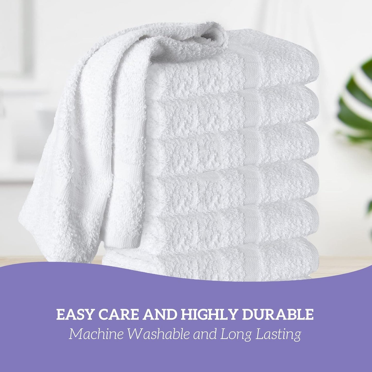 GREEN LIFESTYLE Dobby Border Towel 16x30 100% Ring Spun Cotton Soft and Plush Crisp Highly Absorbent White Hand Towel Ideal for Home, Gym, Spa (Pack of 120)