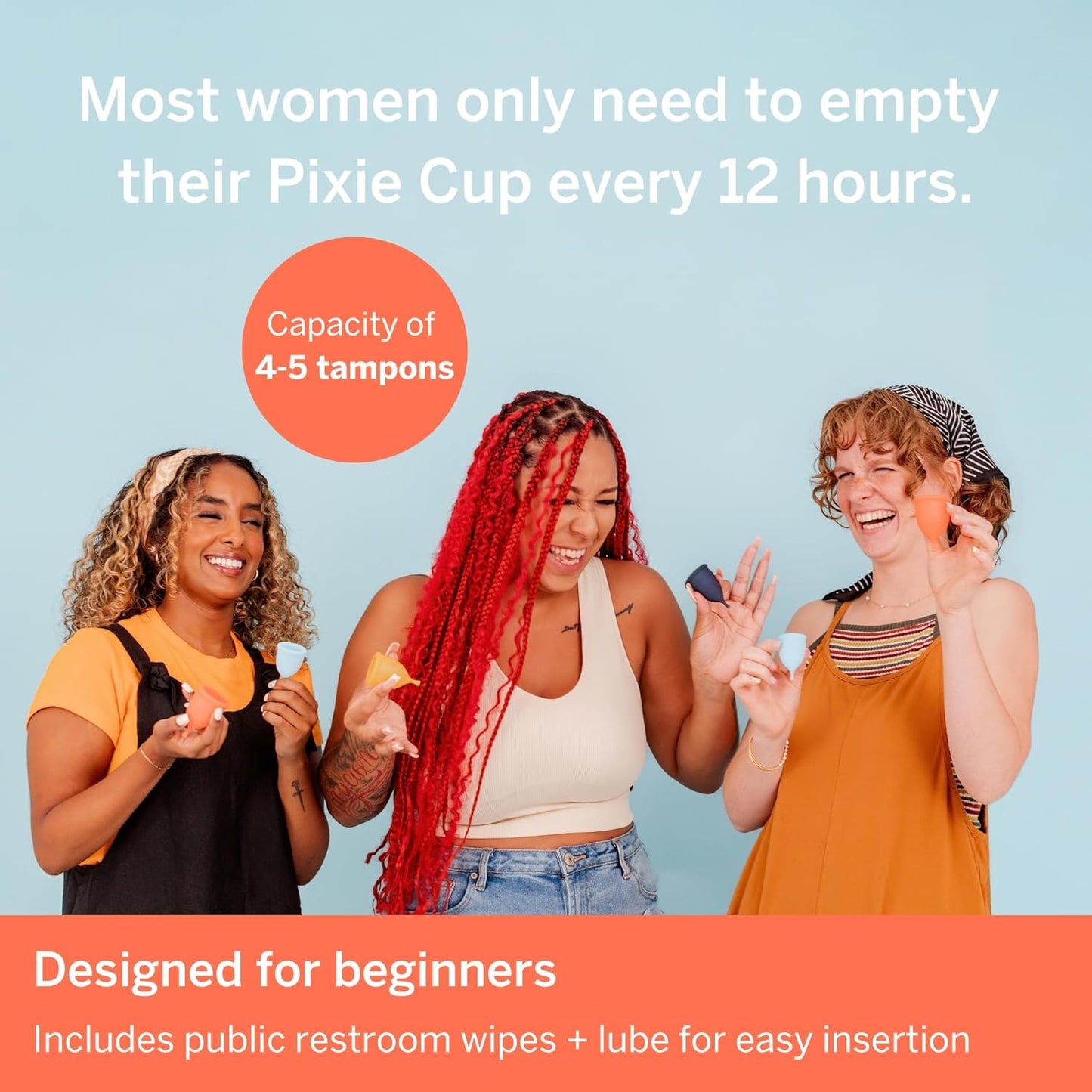 2 Pixie Menstrual Cups - No Metals or Toxins - Ranked 1 for The Most Soft Reusable Period Cups - Wear 12 Hours - 100% Medical-Grade Silicone - Tampon Alternative - Buy One We Give One (Combo)