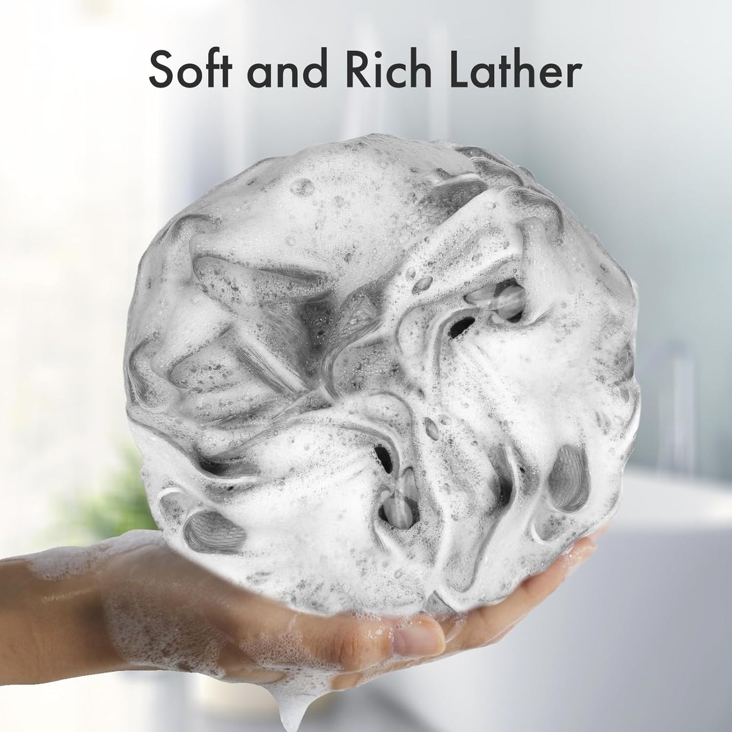 AmazerBath Bath Loofah Sponge (Pack of 4), Shower Loofah 60g/PCS Body Scrubber Loofa - Light Orange-Green-Grey-Beige, Bath Sponge for Men and Women