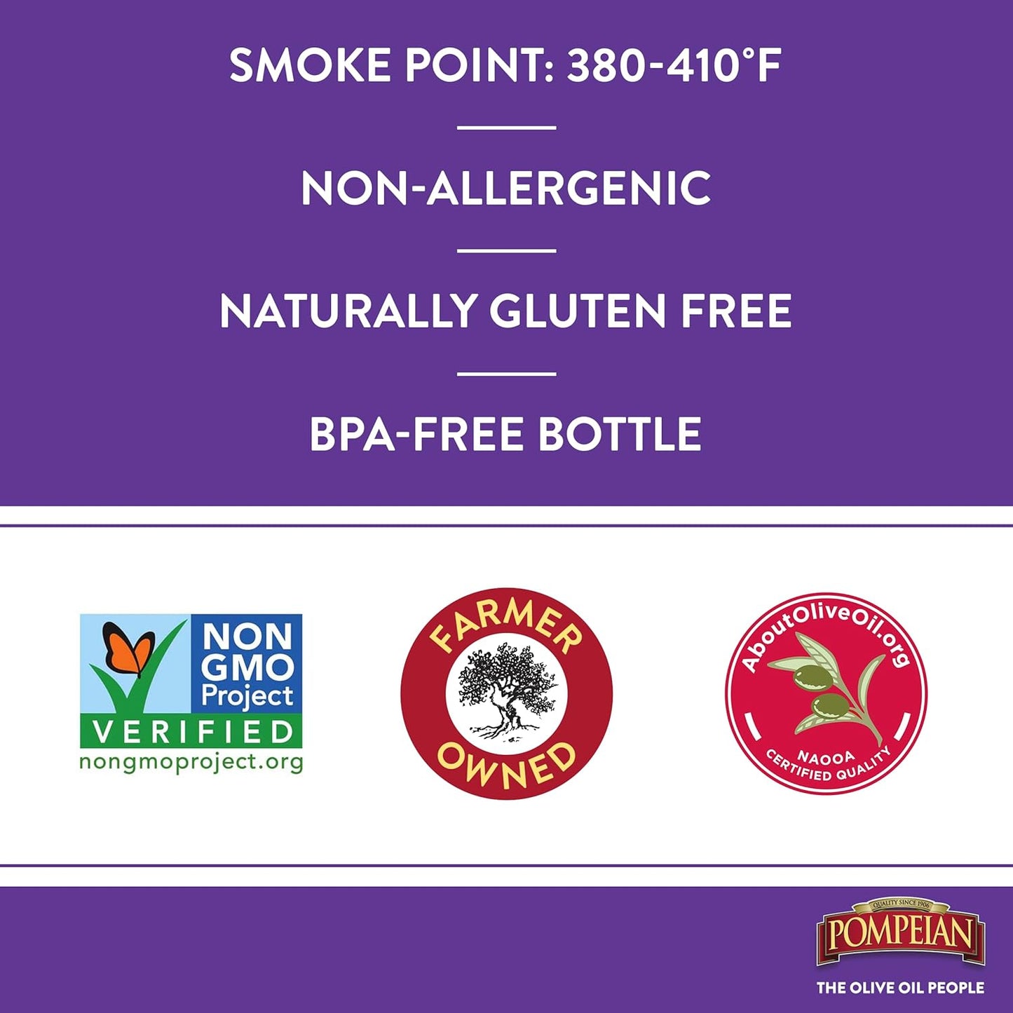 Pompeian Extra Virgin Olive Oil Variety Pack - Smooth, Robust, Naturally Gluten-Free, Non-Allergenic, Non-GMO, 68 Fl Oz (Pack of 2)