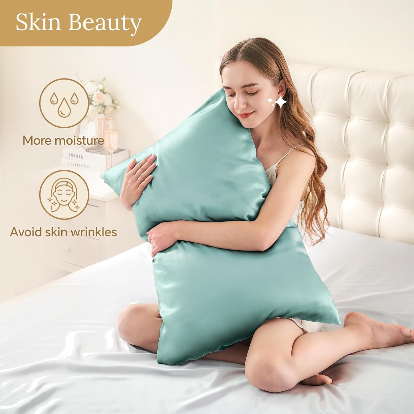 INFIIXSO Silk Pillow Cases 2 Pack Standard Size, Ultra Smooth & Soft Mulberry Silk Pillow Case for Hair and Skin, Breathable Cooling Silk Pillowcase with Hidden Zipper (ICY Morn, 20x26 Inches)