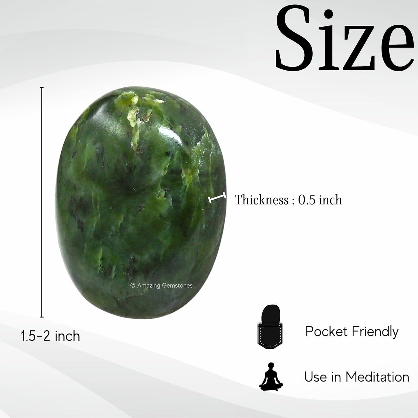 Amazing Gemstone Nephrite Green Jade Crystals and Healing Stones - Large Palm Stone Crystals Piedra - Crystal for Good Luck, Positive Energy, Meditation - Unique Stocking Stuffers, Gifts for Women