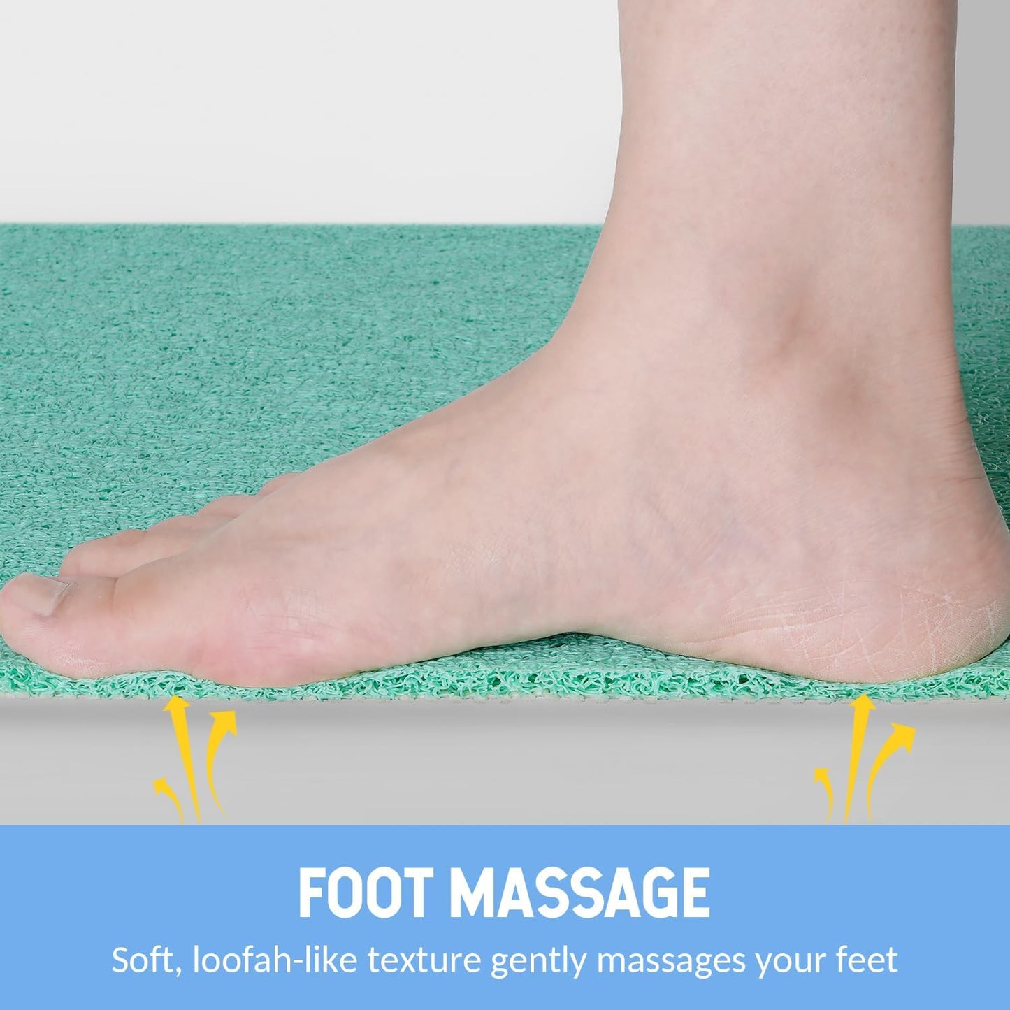 Non-Slip Bathtub Mat, Anti Slip Shower Mat, Fast Drying Bathtub Mats, Foot Scrubber Mat, Anti Slip Mat for Tub, Floor, Bathroom, Kitchen, Home, Hotel (Light Green 40"×16")