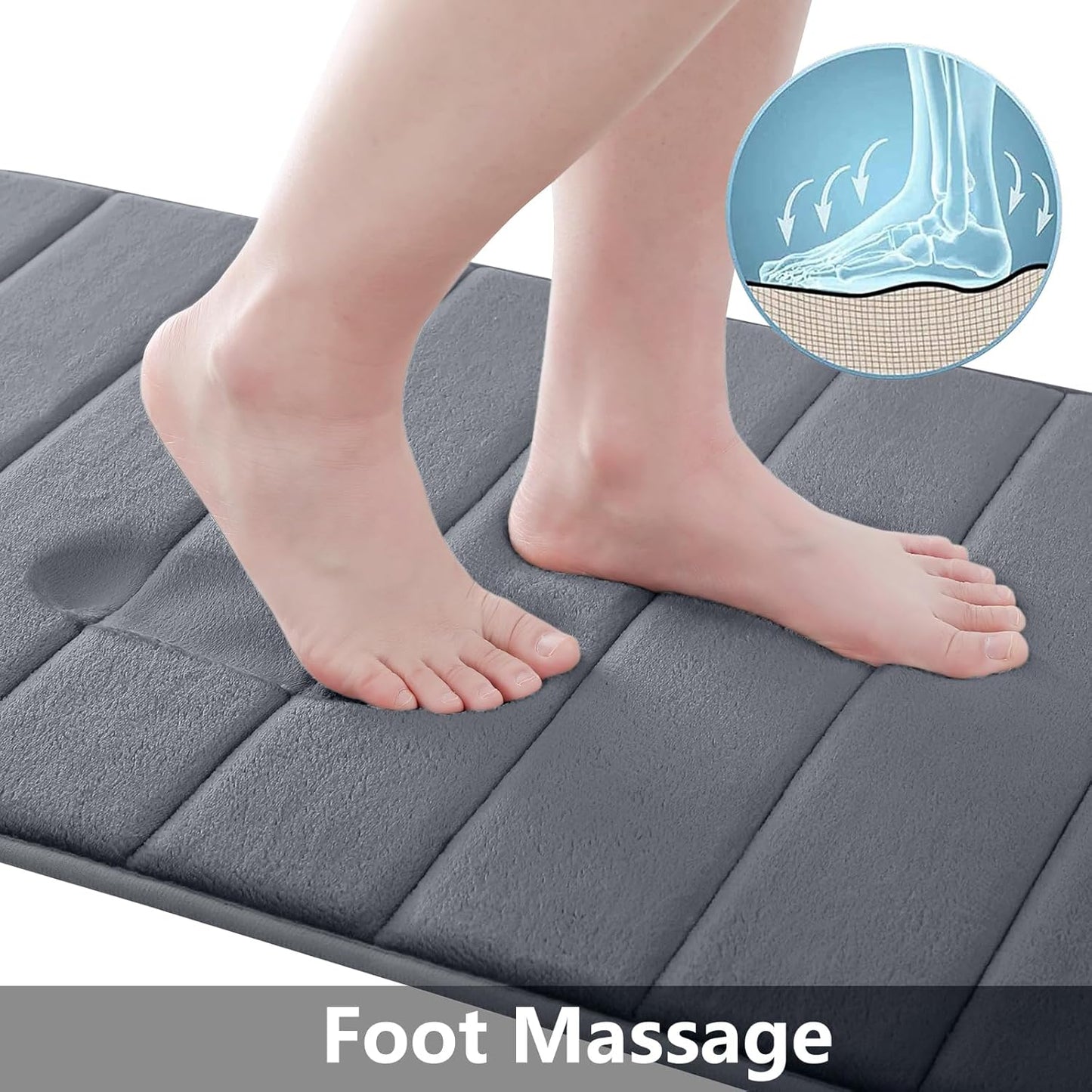 Buganda Memory Foam Bath Mat, 47" x 20", Ultra Soft and Non-Slip Bathroom Rugs, Water Absorbent and Machine Washable Bath Rug Runner for Bathroom, Shower, and Tub, Dark Grey