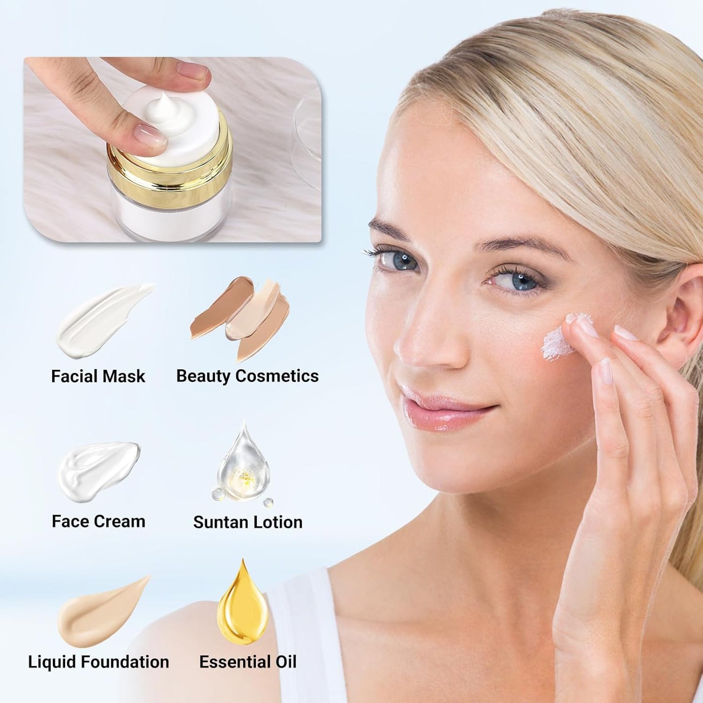 Segbeauty 3Pack Airless Pump Jar Lotion Container, Mixed Pack Empty Cream Subpackage Jar Vacuum Bottle Dispenser, Gold Refillable Cream Vacuum Bottles Travel Size for Lotion Moisturizer Creams