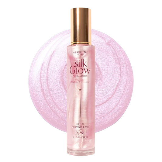 Absolute New York - Silk Glow Shimmer Mist Glow, Radiant, Shimmer Body & Face & Hair, Shea Butter, Coconut Oil, Vitamin E (SBGS14 Pixie Lavender Gel, 3.4 fl oz)