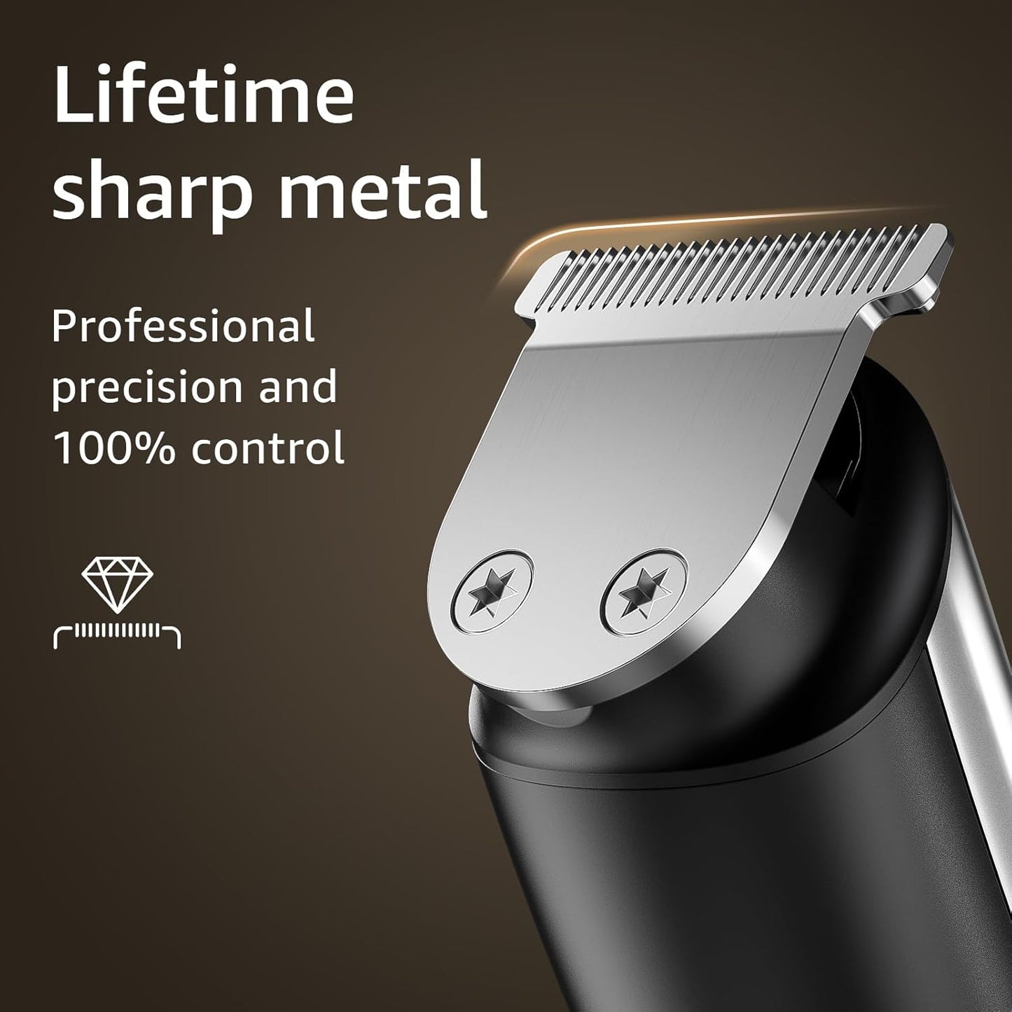 SHPAVVER Electric Beard Trimmer for Men: 16-in-1 Professional Barber Hair Clippers - Cordless Grooming Kit - Turbo Speed & Precision Blades, Silver