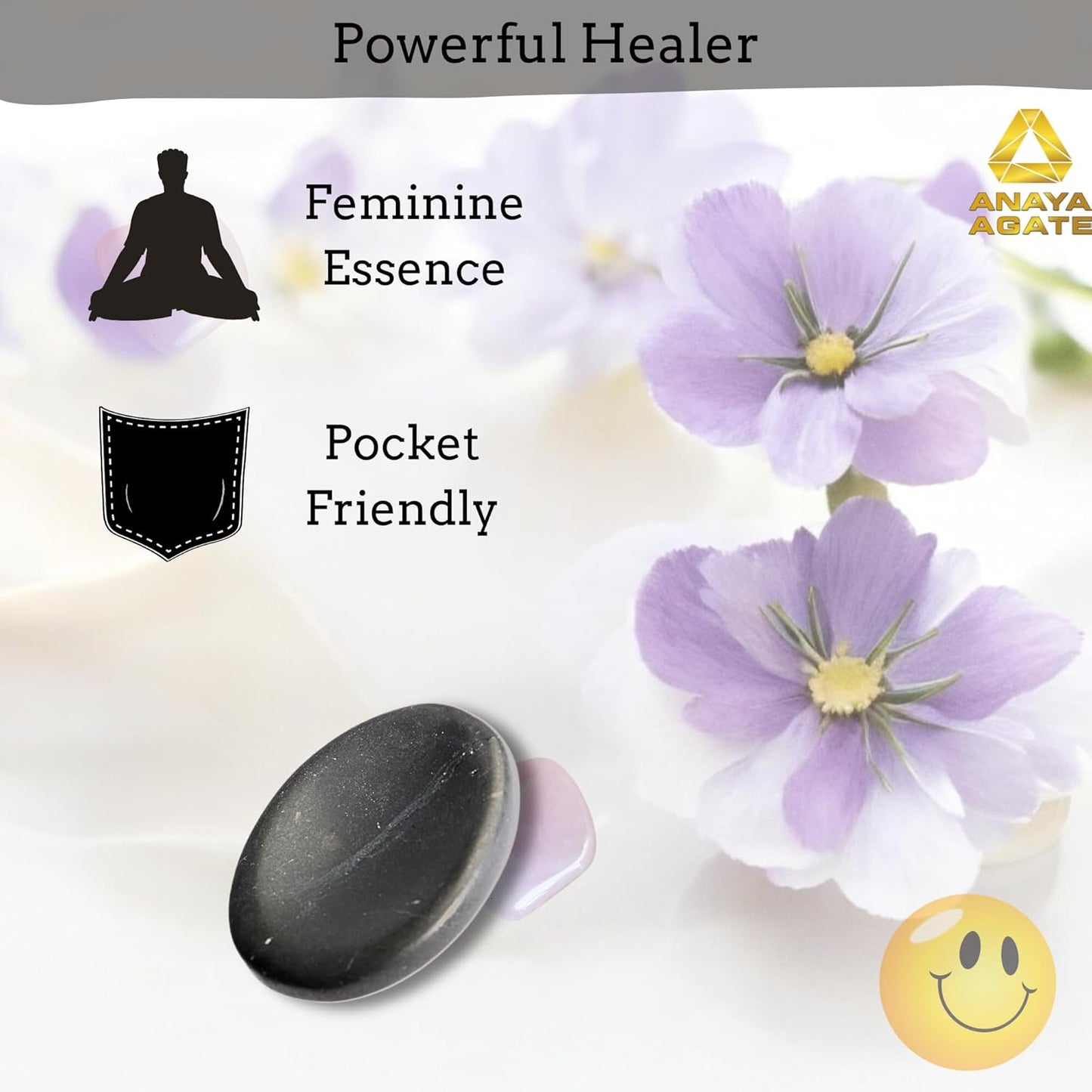 Shungite Worry Stones – Crystal Thumb Worry Stone for Anguish, Stress – Relaxing & Soothing Balance Stones for Meditation, Stress Relief – Healing Stones & Crystals for Men, Women