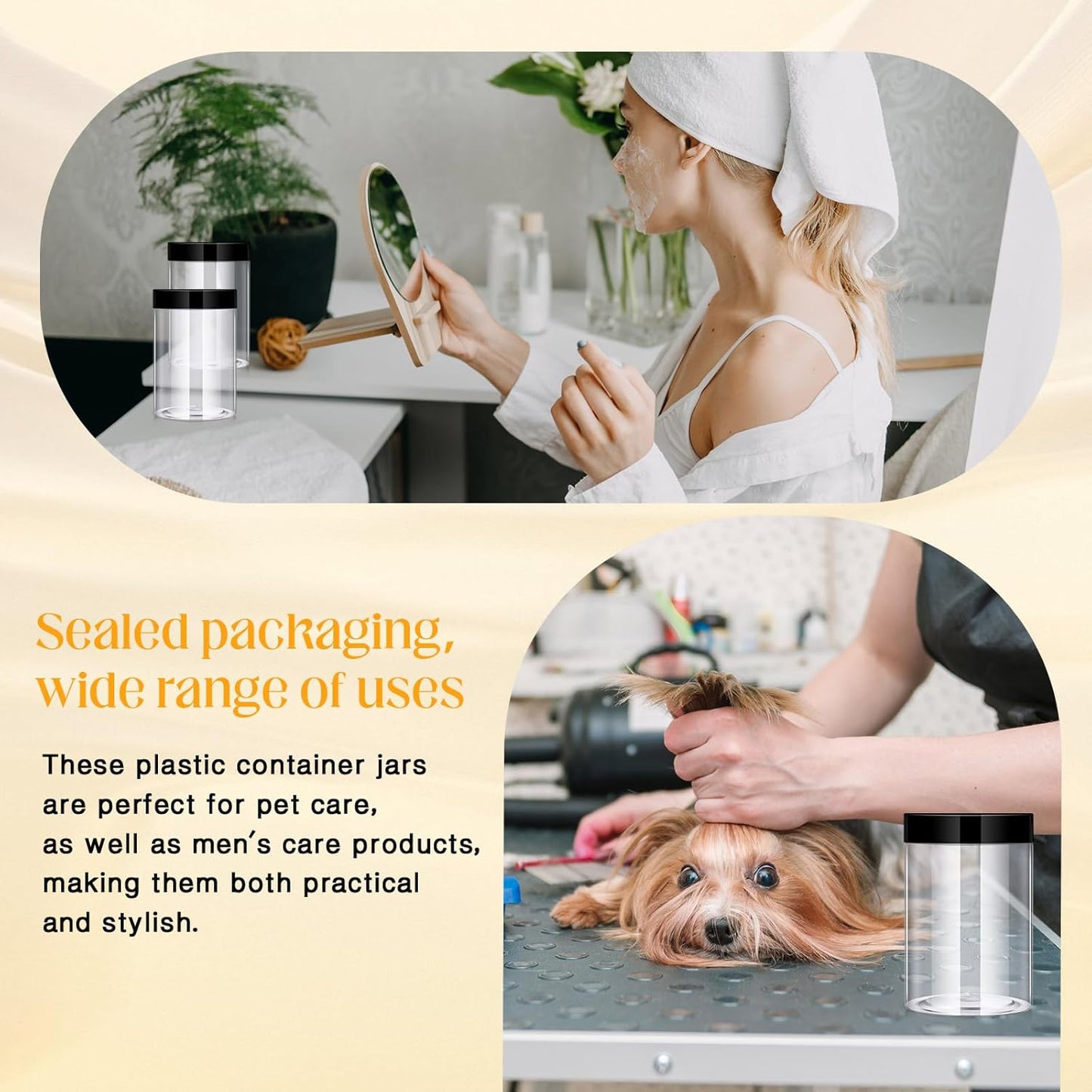 Patelai 4 Pieces Round Wide-mouth Leak Proof Plastic Container Jars with Lids for Travel Storage Makeup Beauty Products Face Creams Oils Salves Ointments DIY Making(27 Ounce,Black)