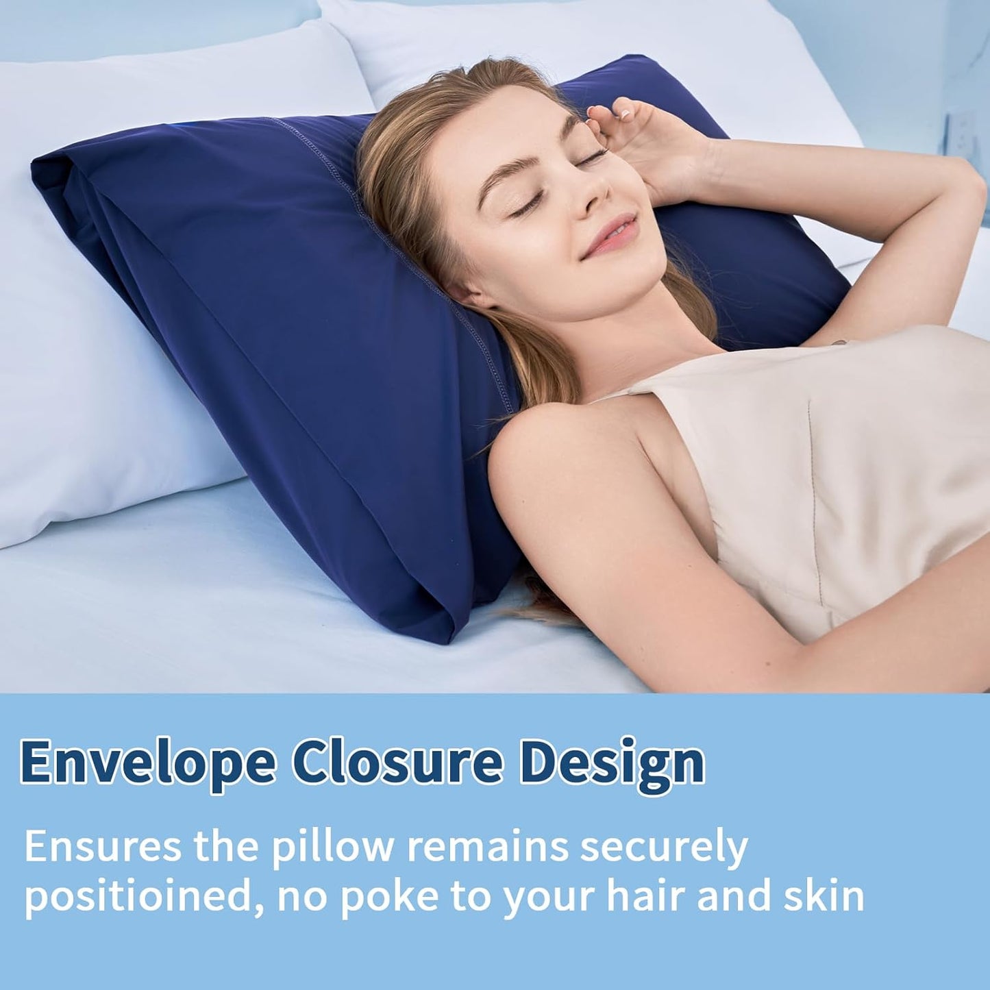 Cooling Pillow Cases 2 Pack for Hot Sleepers and Night Sweats, Ice Cool Pillow Covers Queen Size Set of 2 for Hair Skin Reduces Wrinkles&Frizz Softer Than Silk Pillow Case, Envelope Closure Royal Blue