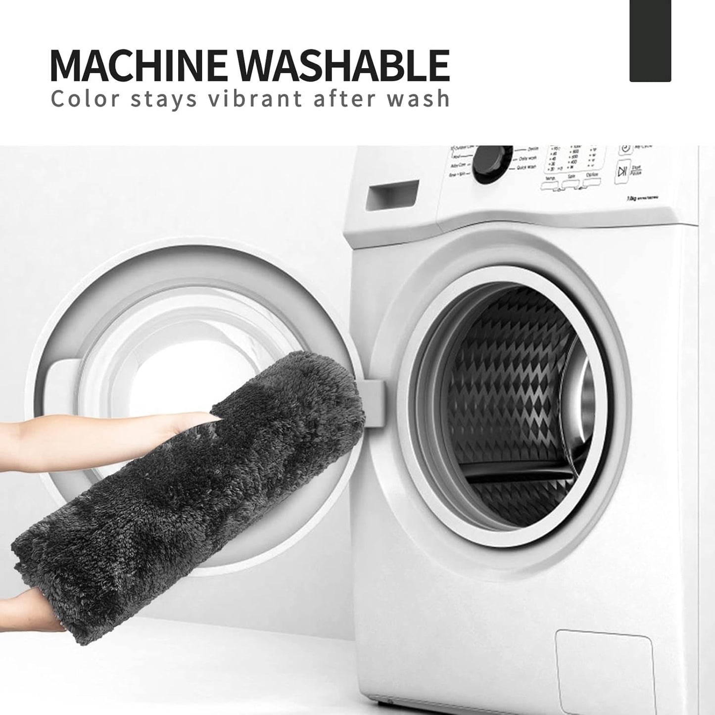 FIFU Bathroom Rugs 20" W x 32" L, Bath Mat for Bathroom, Bedroom, Laundry Room & Kitchen, Non-Slip Rubber Latex Backing, Extra Soft and Absorbent Microfiber Carpet, Machine Washable Rug, Black