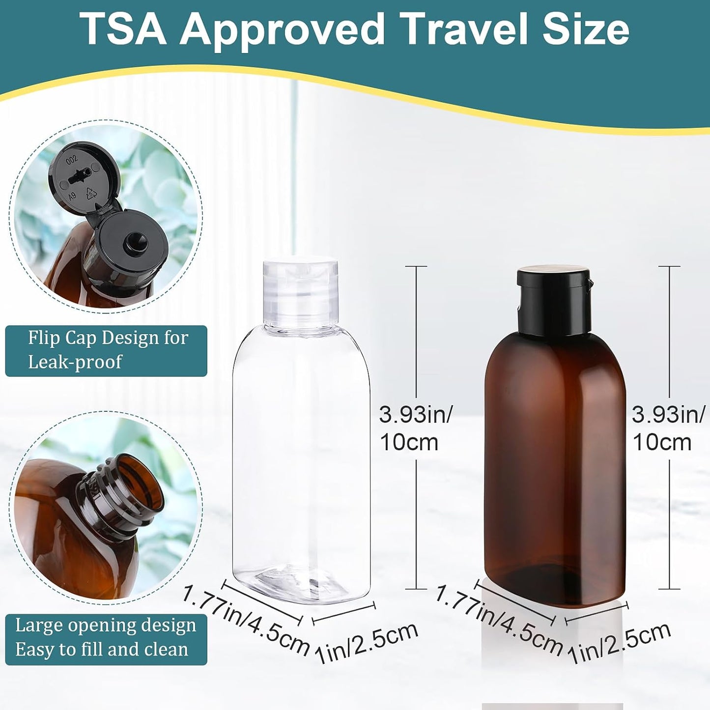 Cosywell Travel Bottles for Toiletries 8PCS 3.4oz TSA Approved Containers - Leak Proof Empty Lotion Bottles With Flip Cap for Shampoo and Toiletries