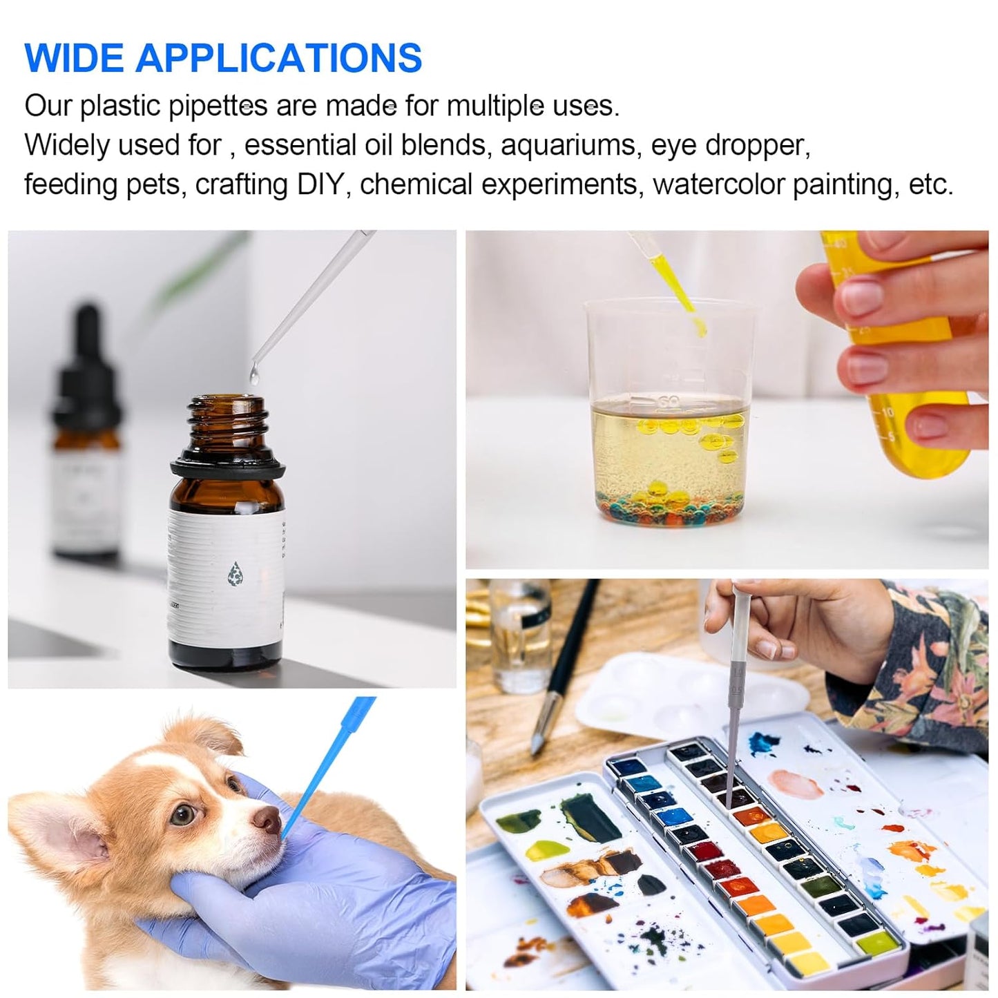 100 PCS 3ML Dropper Pipettes Essential Oil Transfer, Disposable Plastic Eye Dropper for Science Experiments, Crafting, Makeup Tool, 3ml-Improved