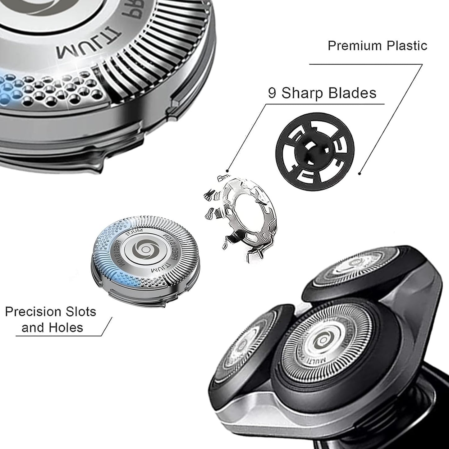 SH50 Replacement Heads Compatible with Philips Norelco Series 5000 Replacement Heads,SH50 Replacement Blades for Philips Norelco Series 5000 Electric Shaver S5210 S5380