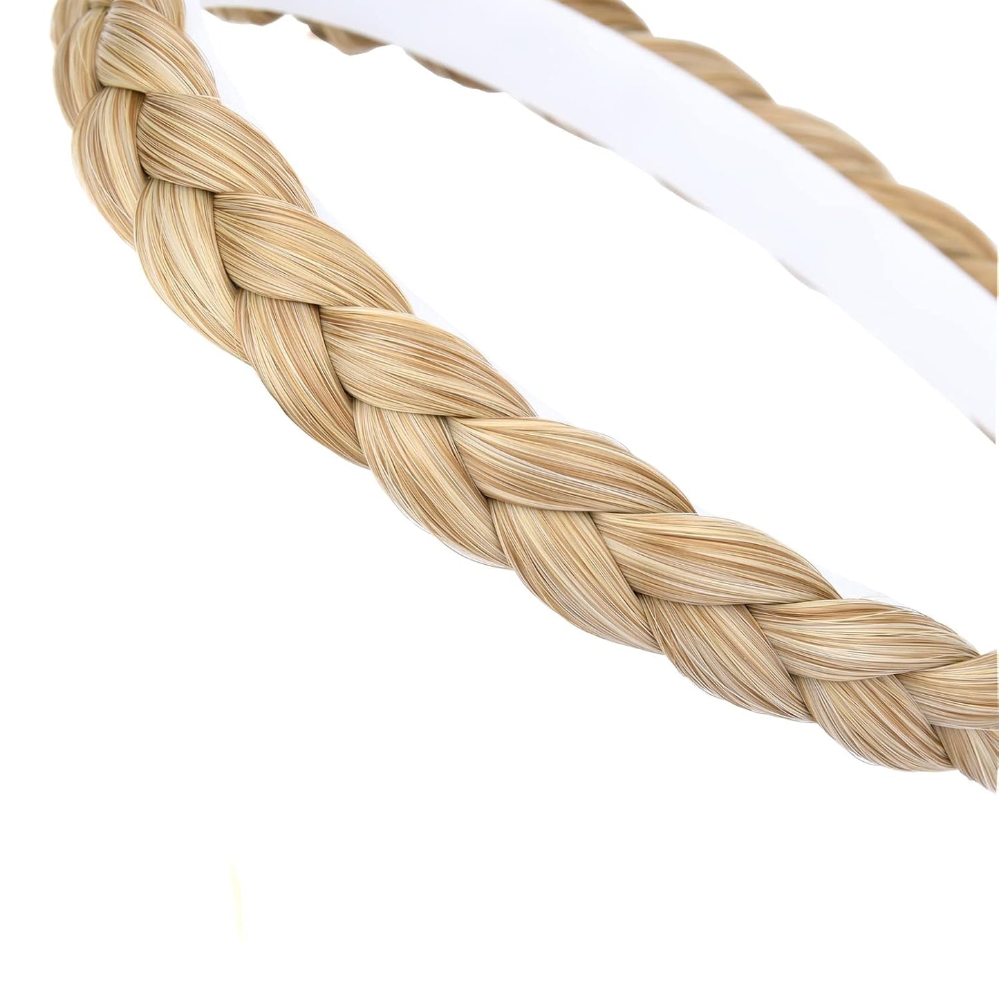 DIGUAN Width 0.6 inches Narrow Synthetic Hair Plaited Headband Braid With Teeth Hair Band Accessories for Women Girl (Honey Blonde)