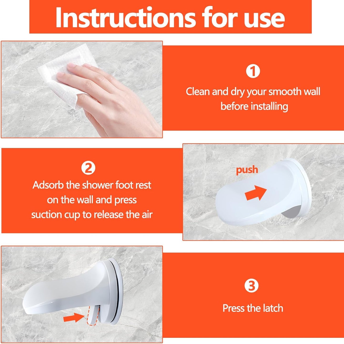 Shower Step - Shower Foot Rest for Shaving Legs, No-Hole Design, Strong Suction Cup, Non-Slip Bathroom Foot Pedal for Inside Shower Shaving Legs (1Pc)