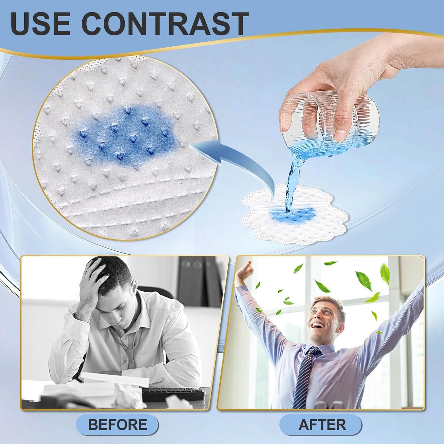 Arme Armpit Sweat Pads, 300 Pcs Large Underarm Sweat Pads for Men Hyperhidrosis Bulk, Disposable Sweat Pads for Under Arms, Bulk Armpit Patches, Armpit Protection for Dating Work Meeting