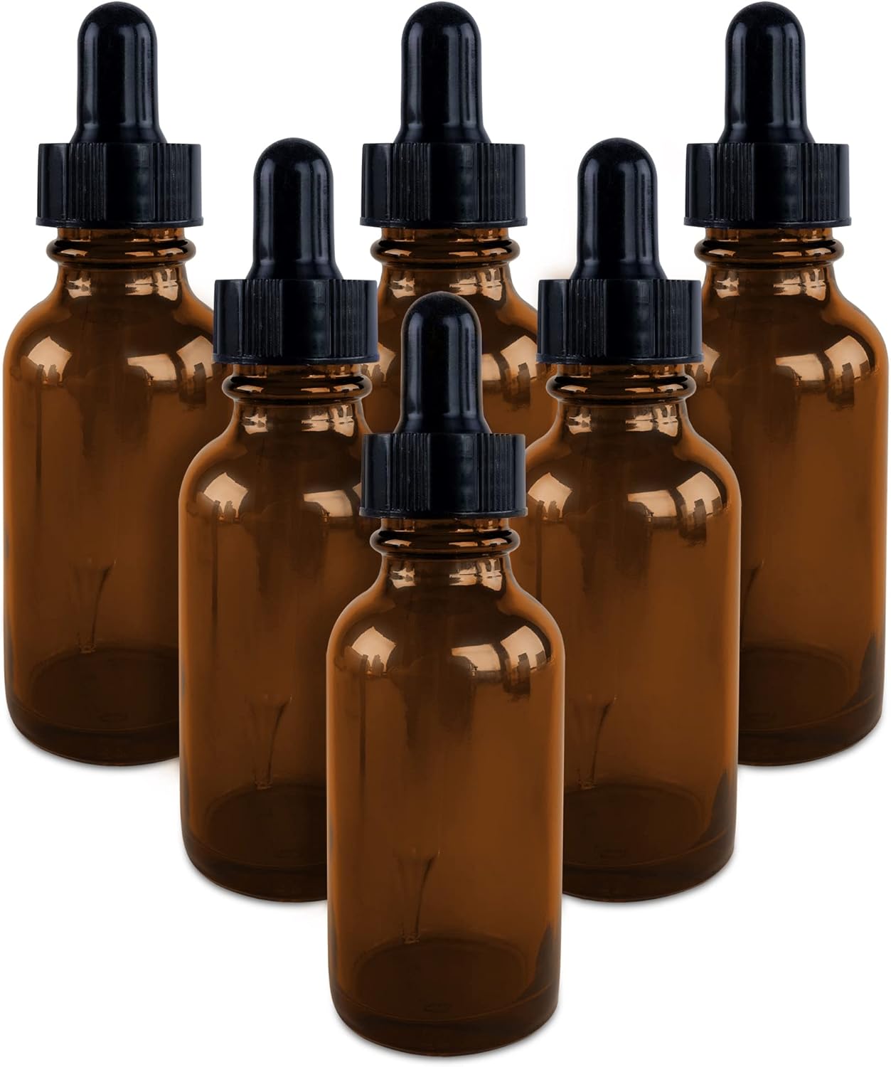 Super Z Outlet 1oz Glass Bottles with Glass Eye Dropper Dispenser for Essential Oils, Kitchen Tools, Chemistry Lab Chemicals, Colognes & Perfumes (6 Pack) (Cobalt Blue) (Brown)