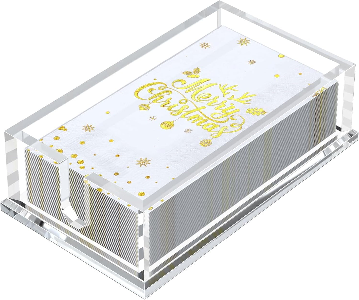 Napkin Holder for Table, Acrylic Napkin Paper Towel Holder for Kitchen, Clear Acrylic Guest Towel Holder Tray for Bathroom, Cocktail Napkin Holder for Dinner (Rectangle Clear 0.31+0.4in Thickness)