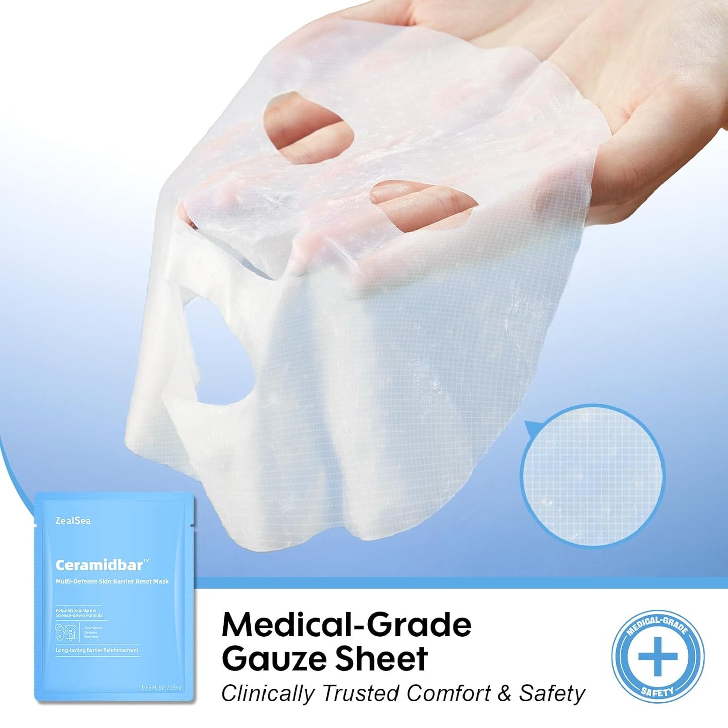 ZealSea Cicalix & Ceramidbar Face Masks Skincare Set, Derm Solution Sheet Mask for Multi-Trigger Sensitivity, Soothing & Calming, Strengthen & Restore Skin, Facial Mask with Cica & Ceramide, 16 Pack