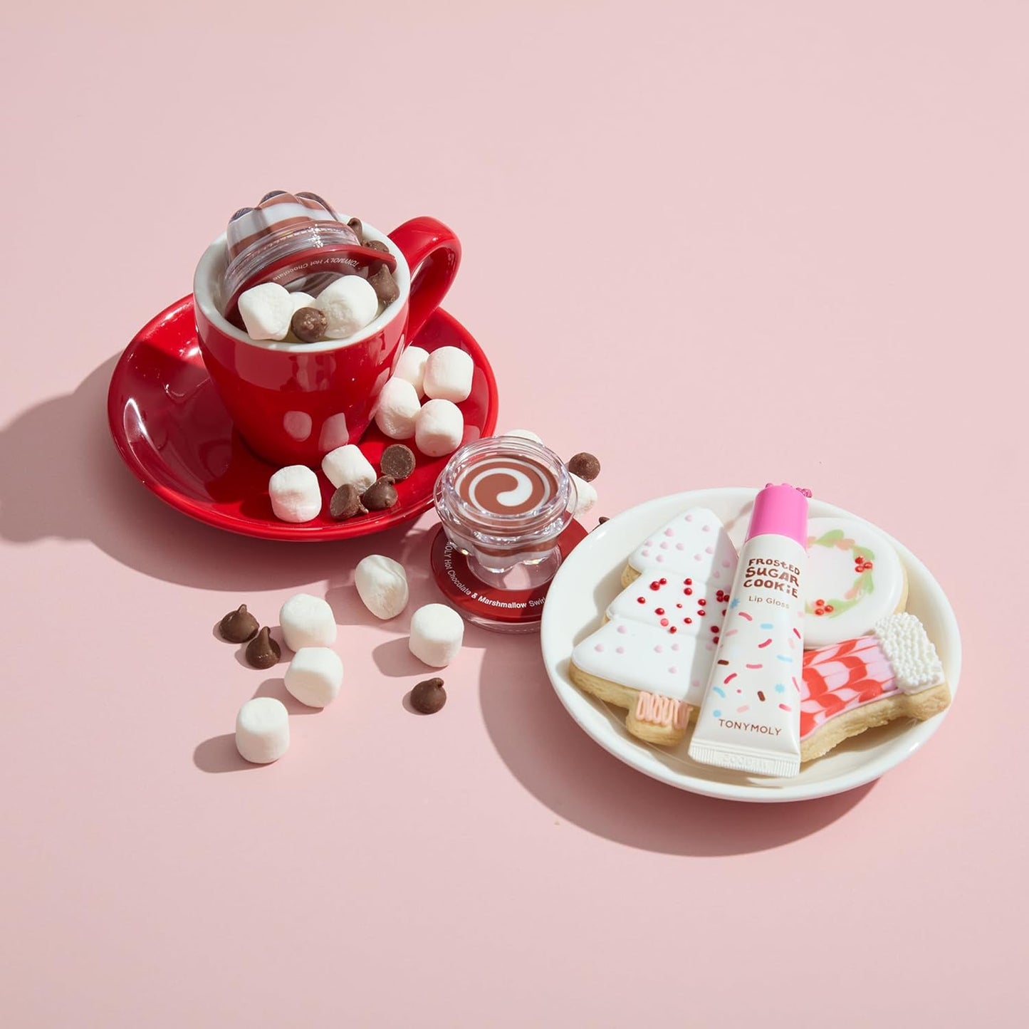 TONYMOLY Frosted Sugar Cookie Lip Gloss Key Chain – Hydrating Non-Sticky Gloss with Soft Apricot Tint & Golden Shimmer, Limited Edition Holiday Korean Lip Balm