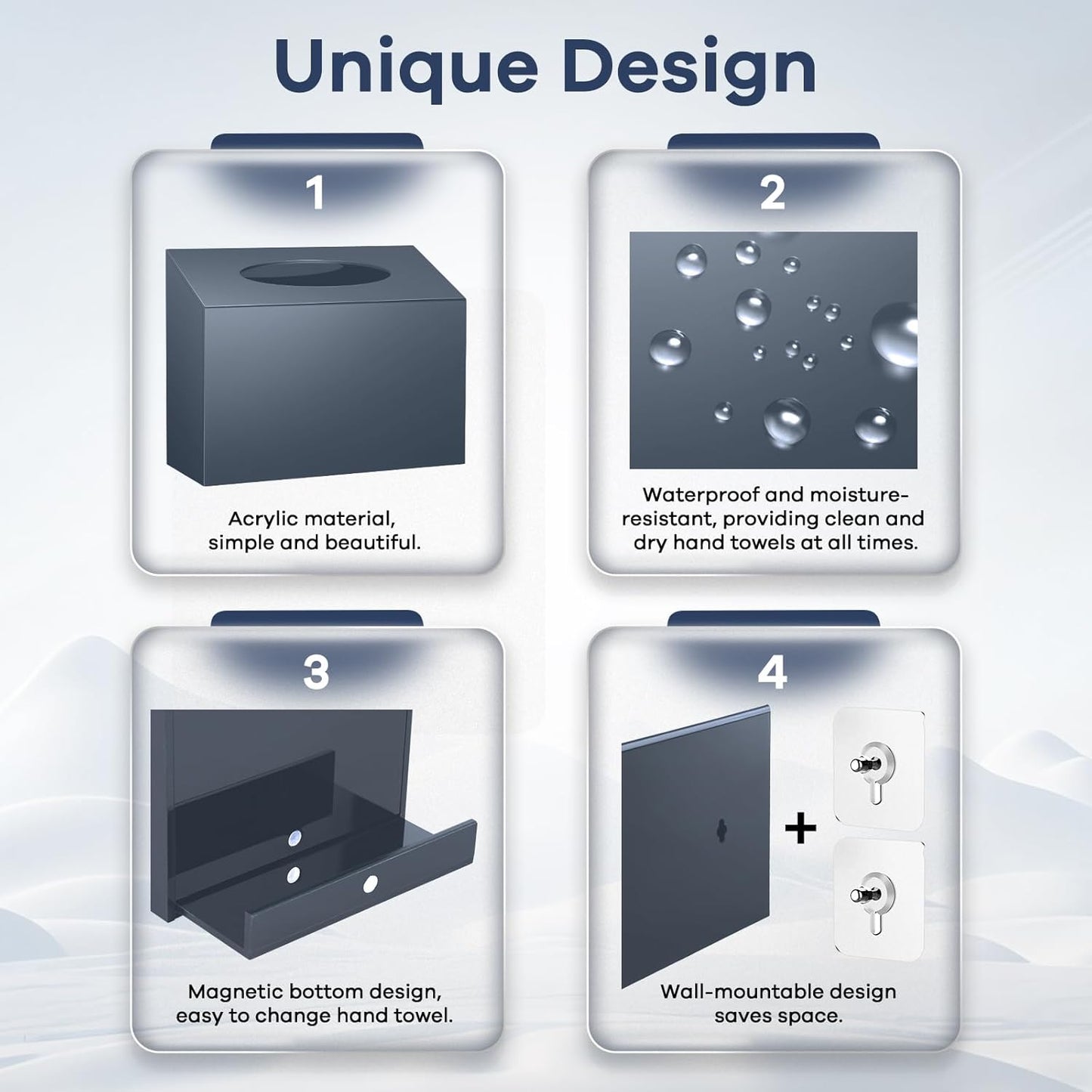 Acrylic Hand Towel Box Cover Compatible with Kleenex Disposable Hand Towels Wall-Mounted Paper Towel Dispenser Suitable for Tabletop, Bathroom, Car, and Office Use(Grey)