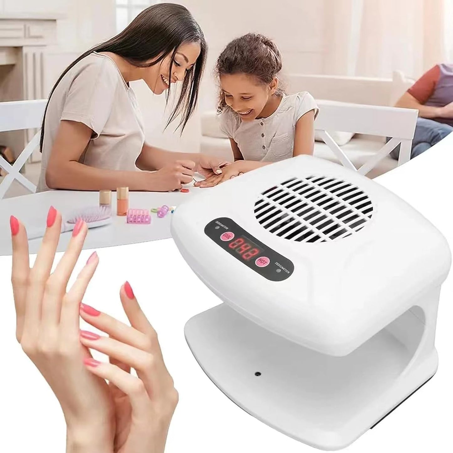 Nail Dryer for Regular Polish 300W 2 in 1 Nail Drying Fan with Auto Sensor Hot and Cold Air Professional Nail Dryer for Manicure Salon and Daily Home Use(White)