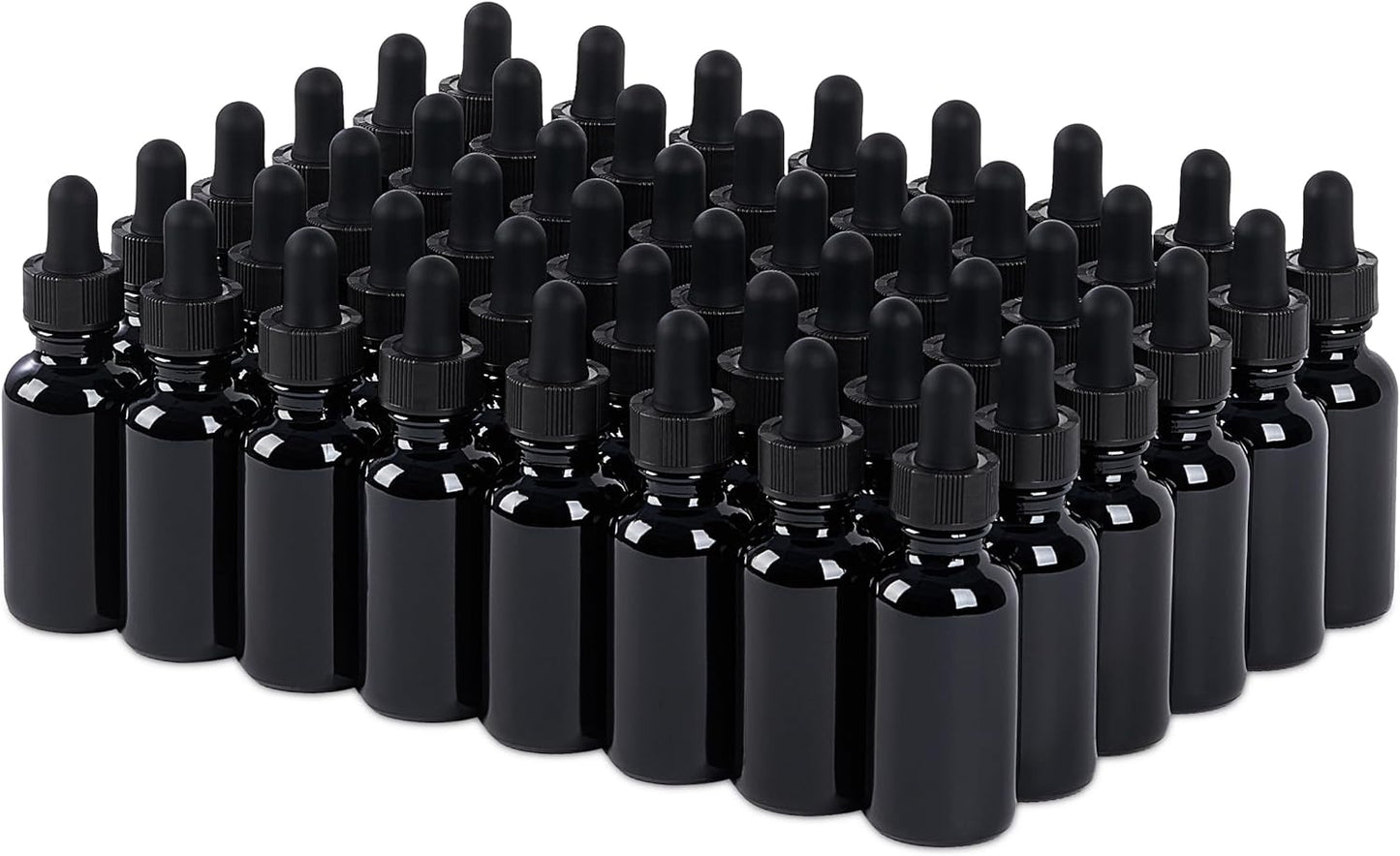 48 Pcs, 1oz Glass Dropper Bottle, Leakproof Tincture Bottles with Dropper, Black Reusable Eye Dropper Bottle for All Kinds of Liquids (Black,1oz-48pcs)