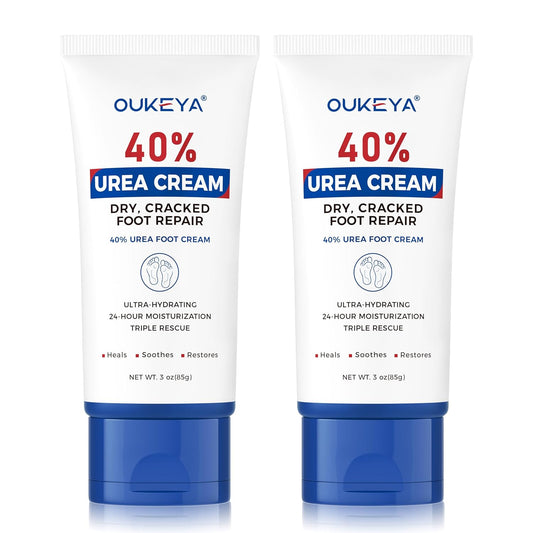 OUKEYA Urea Cream 40 Percent Tube 3 Oz, Foot & Hand Cream for Dry Cracked,40 per Urea Lotion for Feet Maximum Strength, 2 Pack