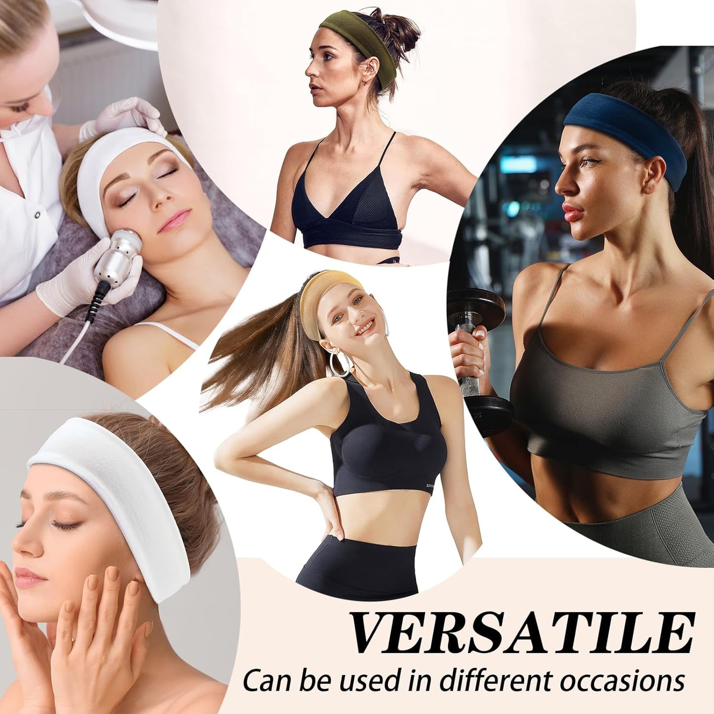 Headbands for Women Non Slip Sports Hair Bands for Women's Hair Stretchy Workout Yoga Running Sweatbands for Women,Pack of 8