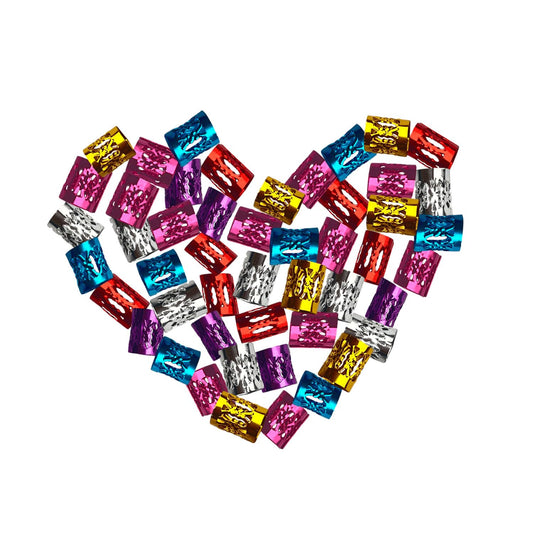 SEVENHEAD 50 Pcs Dreadlock Beads Hair Accessories Adjustable Braiding Rings and Cuffs with Metal Clips (Multicolor)