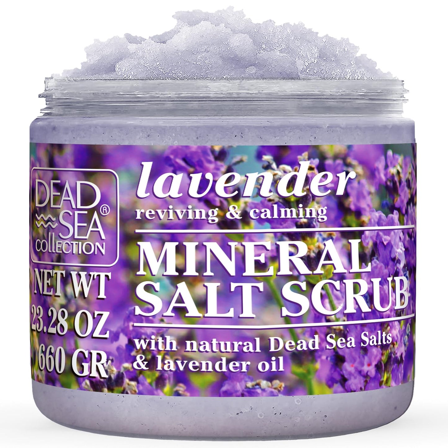 Dead Sea Collection Lavender Salt Scrub – Exfoliating Body Scrub for Women – Moisturizing and Nourishing Skin – with Pure Oils and Dead Sea Minerals (23.28 Oz)
