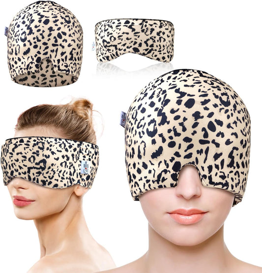 Migraine Relief Cap, Gel Cooling Eye Mask, Cooling Gel Relief 2 Pack Set, Hot/Cold Therapy, Natural Relief Cap, Instant Headache Relief, for Sinus, Puffy Eyes,Tension, Stress Relief