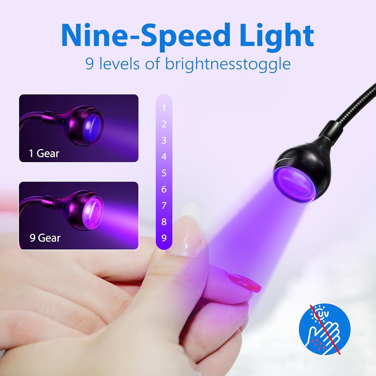 AORAEM LED Nail Lamp Double-Headed U V LED Light Quicky-Dry Nail Manicure Dryer Curing Light with Portable Gooseneck and Clamp Flash Cure U V Light for Gel Nails Professional Home DIY Salon Black