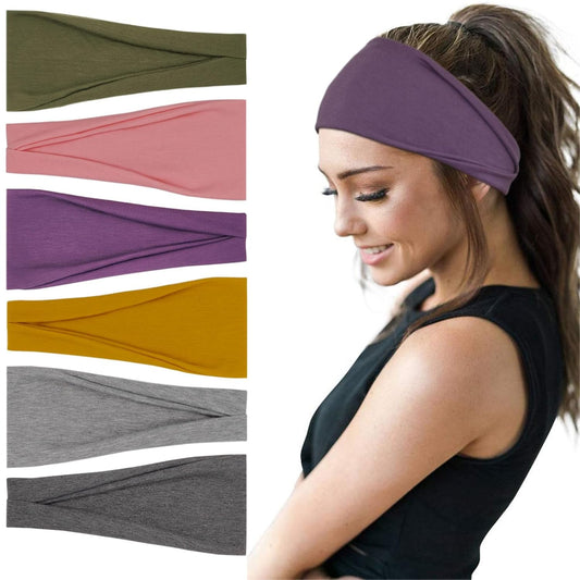 Fashion Headbands For Women Wide Headband Yoga Workout Head Bands Hair Accessories Band 6 Pack