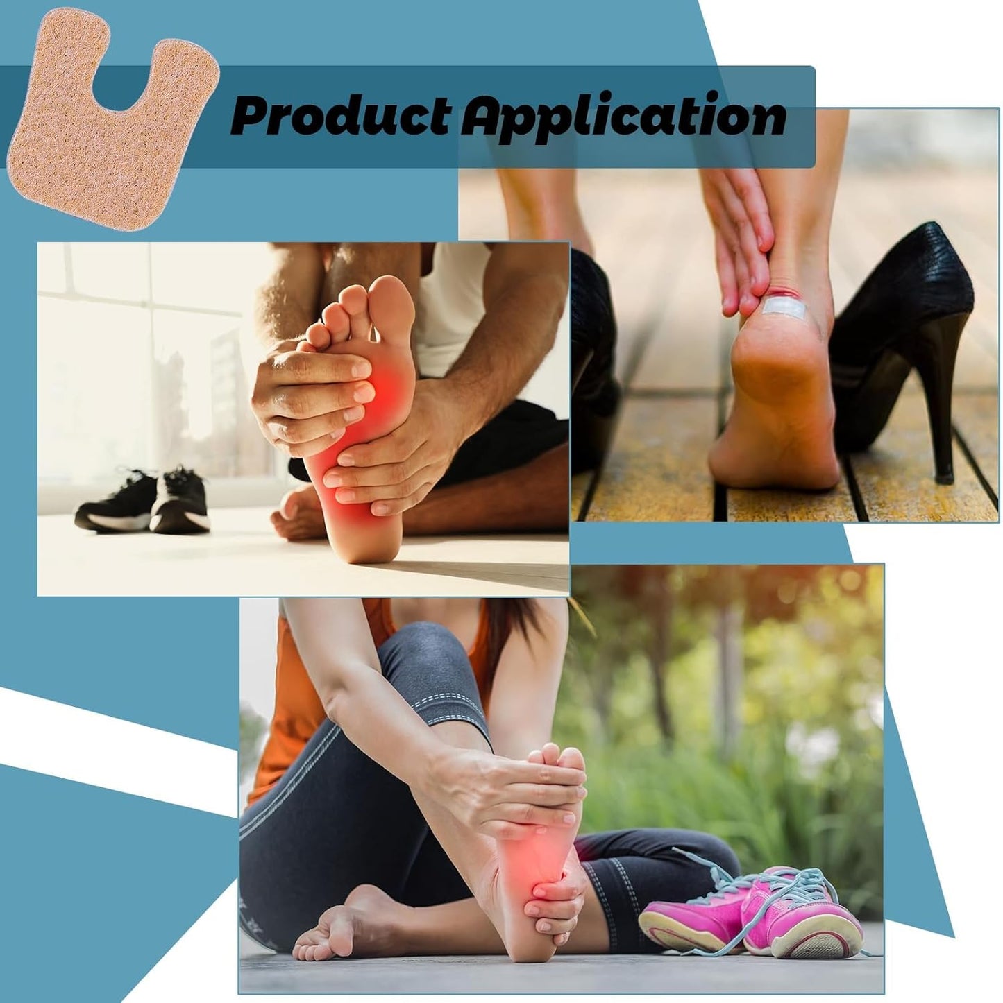 36 Pieces U Shaped Felt Pads Horseshoe Metatarsal Pads Callus Forefoot Foot Pads Pain Relief Foot Cushion Protect Calluses from Rubbing on Shoes Reduce Foot and Heel Pain(Beige)