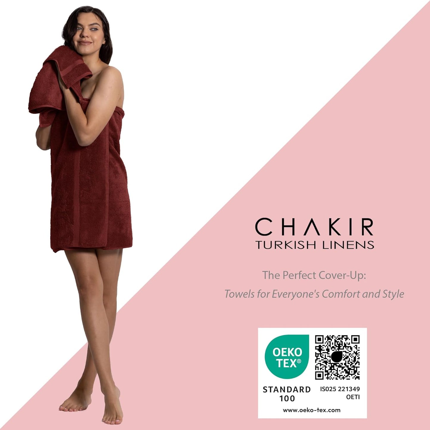 Chakir Turkish Linens | Hotel & Spa Quality 100% Cotton Premium Turkish Towels | Soft & Absorbent (8-Piece Towel Sets, Cranberry)